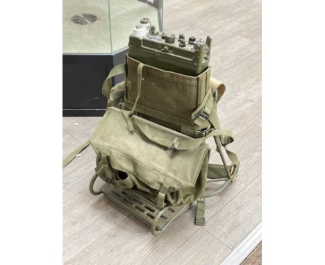 A British Army 1980 dated backpack with TX/RX Radio A41 No.2 radio set 
