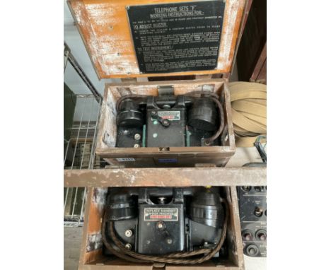 Two WWII British Army Telephone sets "F", cased, YA2886 