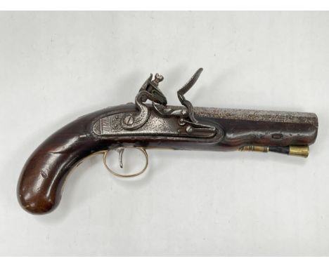 An early 19th Century flintlock overcoat pistol. ANTIQUE ITEM: NO LICENSE REQUIRED 