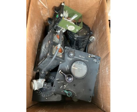 A quantity of mixed post-war aircraft equipment including Horizon Gyro Mk3 and Altitude Indicator Type FH32XI 