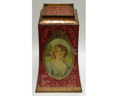 Victory, Nelson - an early 20th century spreading square tin, printed in polychrome with an oval portrait of a young beauty, 