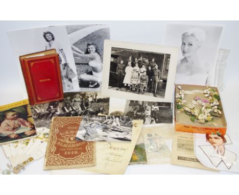 Ladies Ephemera - a Kate Greenaway transfer printed on lace handkerchief, another; Edwardian wedding head band; a William IV 