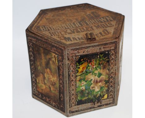 Barringer & Brown - a scarce Victorian hexagonal 7lb Prize Medal Mustard tin, decorated with traces of lithograph and printed