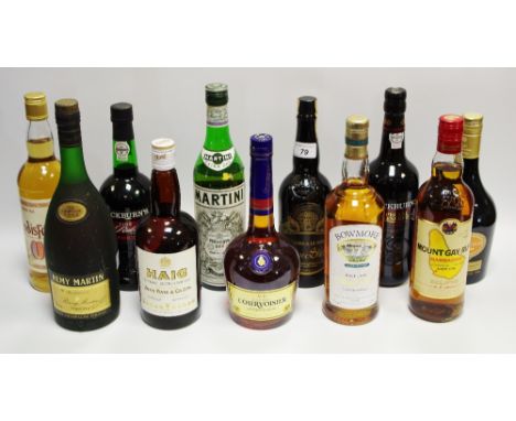 Wines and spirits - Cockburn Special Reserve port; Bowmore Legend Islay single malt scotch;Mount Gay Rum; Honeycomb Cream, et