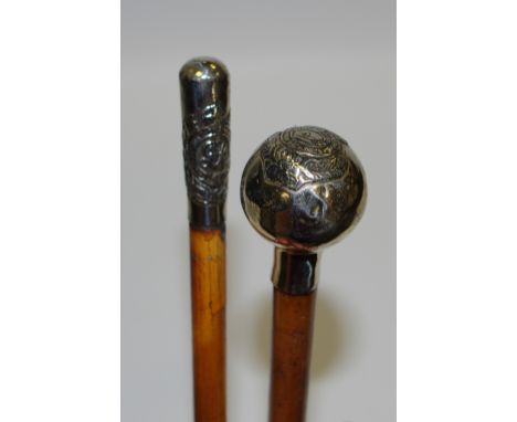 A military swagger stick, The King's Liverpool Regiment; another, Royal Engineers (2)