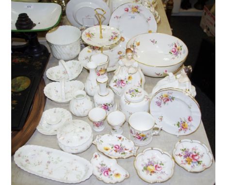 A Royal Crown Derby Derby Posies pattern bowl, cake stand, side plates, ginger jar &amp; cover etc.; Wedgwood Campion pattern