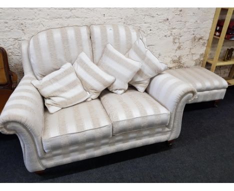 2 SEATER FABRIC SOFA AND LARGE FOOTSTOOL 