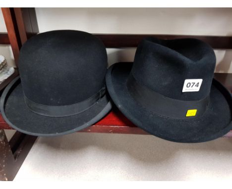 VINTAGE BOWLER HAT AND ANOTHER 