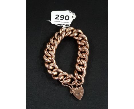 LARGE 9 CARAT ROSE GOLD GATE BRACELET 54.5 GMS 
