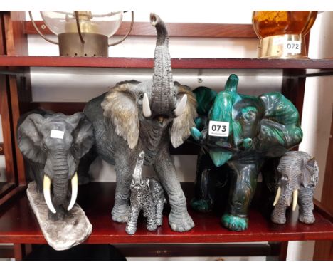 SHELF LOT OF ELEPHANT FIGURES