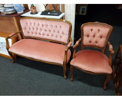 VINTAGE DOUBLE ENDED COUCH AND CHAIR 