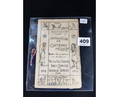 FIRST WORLD WAR PROGRAMME OF CHRISTMAS FESTIVITIES 