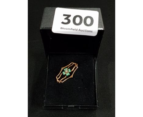 ANTIQUE 9 CARAT GOLD AND ENAMEL BROOCH 