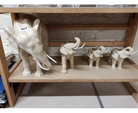 SHELF LOT OF ELEPHANT FIGURES