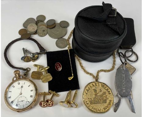 GOLD PLATED POCKET WATCH, COINS & COLLECTABLES, open faced white dial marked H & R Marsh, Bath, black Roman numerals, subsidi