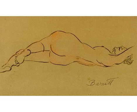 ‡ OLIVER O' CONNOR BARRETT pastel sketch - reclining nude female, signed lower right, 26 x 43cms Provenance: private collecti