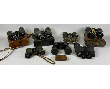 VINTAGE BINOCULARS A COLLECTION, Hans Weiss 16x50, military pair 8x30, Ross London 10x40 etc. Provenance: private collection 