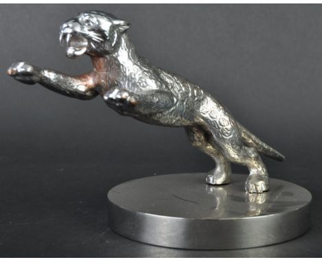 Desmo Car Mascot - an original 1930s vintage Desmo made leaping cat car radiator mascot. Chrome, with a separately moulded he