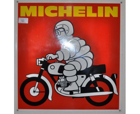 Michelin Tyres - an original vintage 20th century Michelin Tyres metal / enamel type advertising sign depicting the Bibendum 