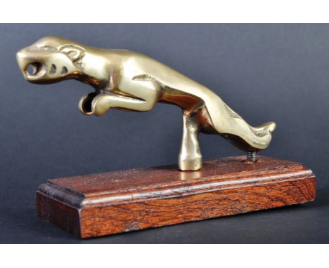 Jaguar Mascot - an unusual vintage mid century brass Jaguar Leaper car mascot in the form of a handle. Possibly for a lidded 
