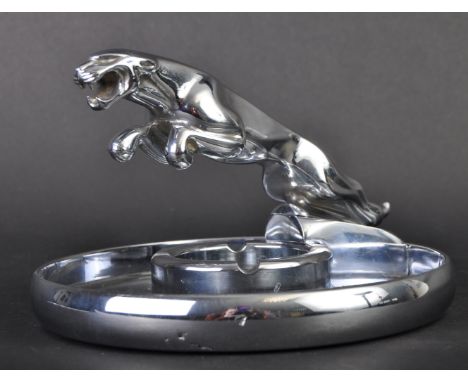 Jaguar - an original vintage 1960s Jaguar made promotional brass chrome ashtray. Leaper mascot fitted to top, with a bowl sha