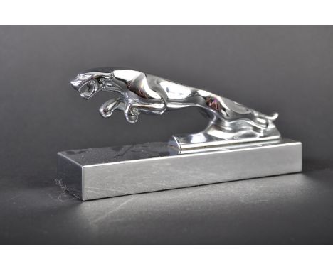 Jaguar - an original vintage 20th century Jaguar Leaper mascot (Type 3) topped desktop ornamental paperweight. Chrome, mounte
