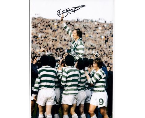 BILLY McNEILL      Autographed 12 x 8 col photo of the Celtic captain holding aloft the Scottish Cup as he is chaired by team