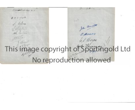 WARWICKSHIRE CCC / HAMPSHIRE CCC  AUTOGRAPHS     A 7" X 6" album page from the mid 1930's, hand signed by 10 Warwickshire pla