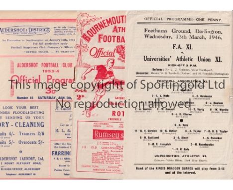 PROGRAMME MISCELLANY     A collection of 12 miscellaneous programmes.  FA XI  v Universities Athletic Union XI at Darlington 