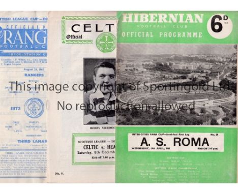 SCOTTISH FOOTBALL PROGRAMMES     From the 50's and early 60's.  26 in total. Celtic v Rangers SLC 3/9/60, stains to cover, v 