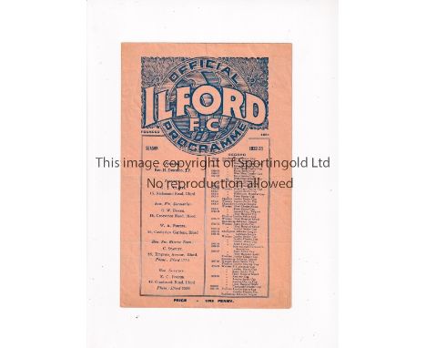 ILFORD      Home FA Cup tie programme v Oxford City 12/11/1932, slight horizontal creases plus a copy of a cartoon relating t