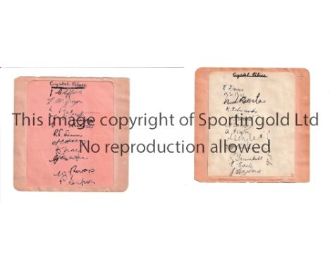 CRYSTAL PALACE AUTOGRAPHS 1930'S      Album sheet with 11 signatures including Clifford, McGregor, Nicholas, Dunn, Harvey, Si