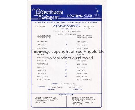 TOTTENHAM HOTSPUR     Twenty five home Reserve and Youth team programmes for 1988/9 season including 19 X Combination, 4 X Yo