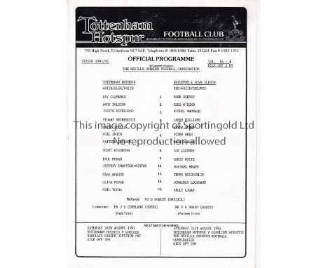 TOTTENHAM HOTSPUR     Twenty seven home Reserve and Youth team programmes for 1991/2 season including 20 X Combination, 4 X Y