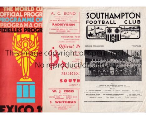 FOOTBALL PROGRAMMES    Four programmes: Southampton v Bristol City  57/8 Youth Cup slightly creased, Morecambe v Southport 56