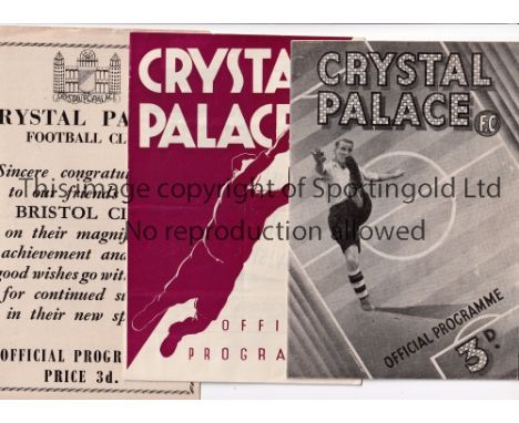 CRYSTAL PALACE HOME PROGRAMMES     Thirty six in total v Northampton Town 25/12/47, v Southend 13/3/48, v Exeter City 13/10/4