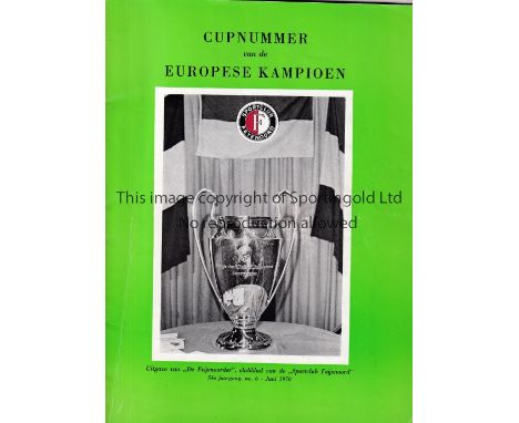 1970 EUROPEAN CUP FINAL        Feyenoord v Glasgow Celtic played 5/5/1970 at the San Siro, Milan. Rare 68-page Feyenoord Euro