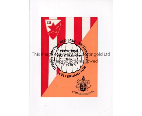 WOLVES      Programme for the away European Cup tie v Red Star Belgrade 11/12/1959.    Very good