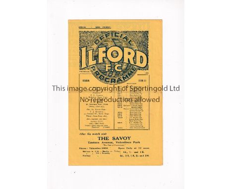 ILFORD      Home FA Amateur Cup tie programme v London Caledonians 12/1/1935, horizontal crease, team changes and scores ente