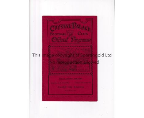 CRYSTAL PALACE V TAUNTON TOWN 1930 FA CUP      Programme for the tie at Palace 29/11/1930, slightly creased.    Generally goo