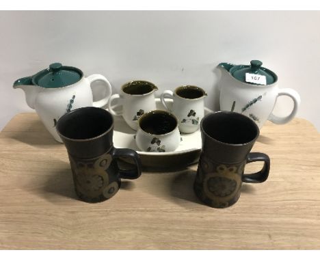 2 VINTAGE DENBY GREENWHEAT TEA POTS & OTHERS