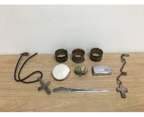 1 BOX OF ASSORTED GOODS RONSON LIGHTER STAMPED STERLING CROSS ETC