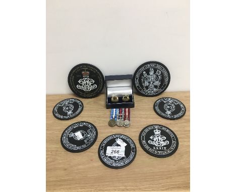 3 DRESS MEDALS ERII AFGHANISTAN 1952 RO12 & UN (ALSO CUFFLINKS COASTERS & OIL PAINTING