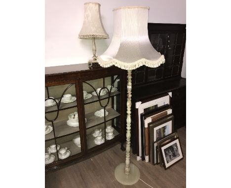 VINTAGE SOLID ONYX STANDARD LAMP & TABLE LAMP