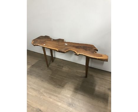 VINTAGE YEW WOOD SLAB WAVEY EDGE COFFEE TABLE 117CM L