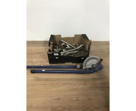 PLUMBERS PIPE BENDERS & 1 BOX OF TOOLS