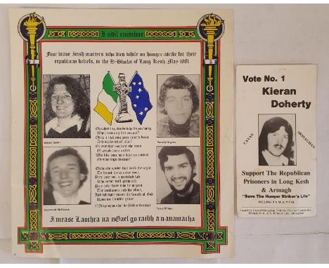 Irish Republican Interest, two pieces of ephemera relating to the 1981 Hunger Strike - “In Memory” Original Broadside issued 