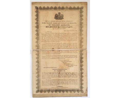 King George IV’s Visit to Ireland 1821: Copy of a Letter addressed to Earl Talbot, Lord Lieutenant of Ireland by Viscount Sid