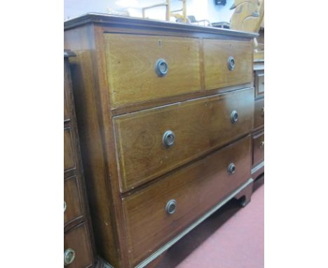An Edwardian Inlaid Mahogany Chest of Drawers, top with a moulded edge, two sort, two long drawers on bracket feet, 91cm x 88