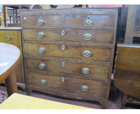 An Early XIX Century Mahogany Chest of Drawers, with two short drawers, three long drawers, on bracket feet, 97cm wide.